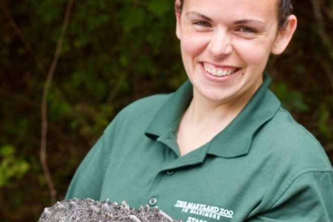 zoo keeper with animal